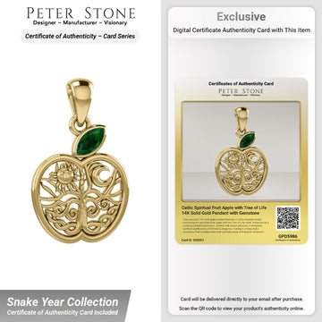 Celtic Spiritual Fruit Apple with Tree of Life 14K Solid Gold Pendant with Gemstone GPD5986